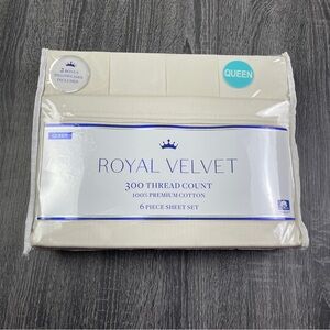 Royal Velvet 6-piece Beige Premium Cotton Queen Size Bed Sheets NWT